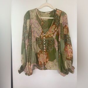 Spell Freda Patchwork Floral Blouse Small
